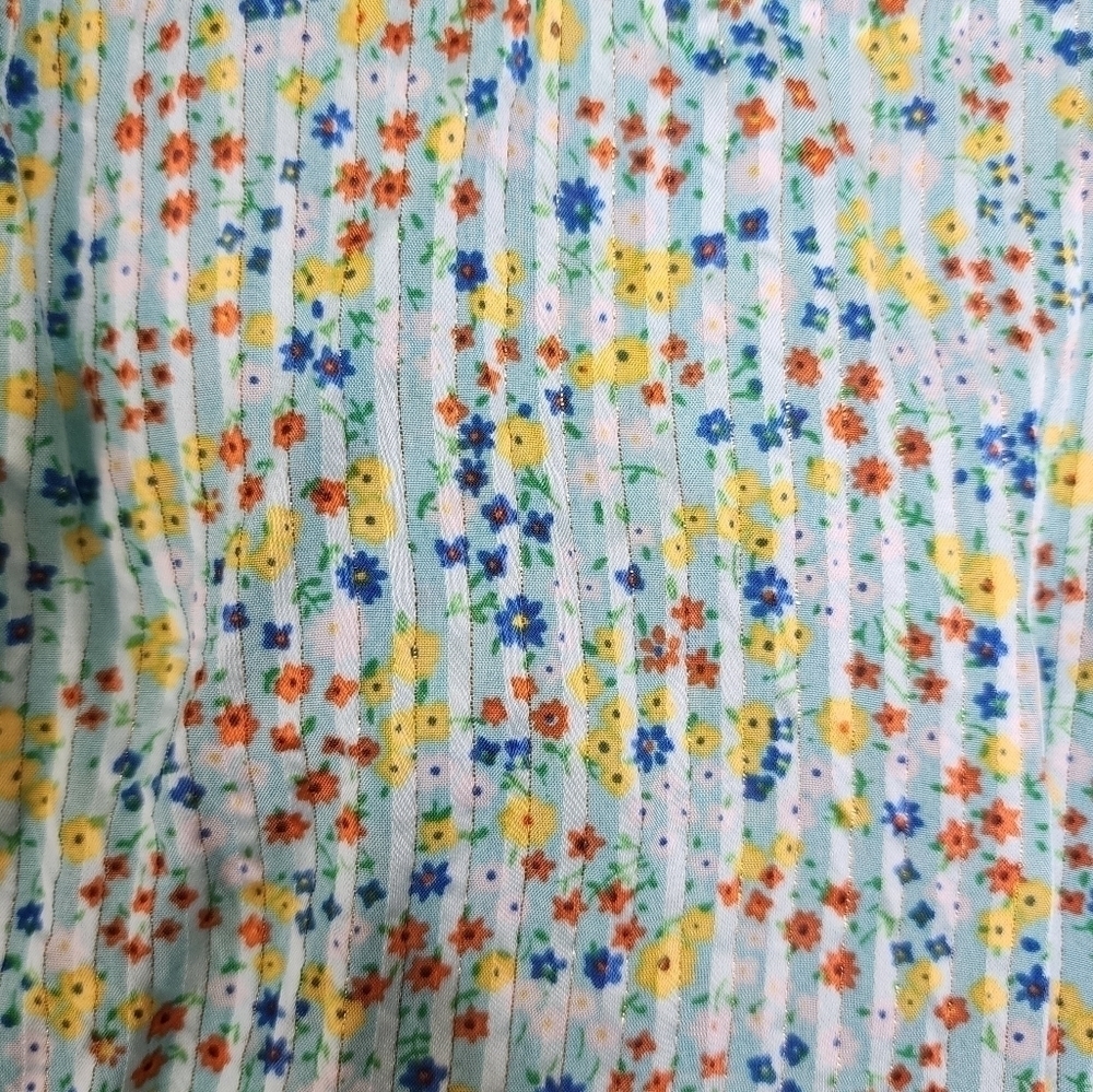 J. Crew Aqua Floral Field Day Print Ruffle Blouse L - Picture 6 of 9